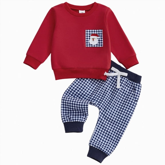 NOLDARES Infant Baby Boys Fall Outfit Pants Sets Long Sleeve 3 6 12 18 24 Months 2 3 4 5T Toddler Boy Pullover Pants Size:18-24 M,Red