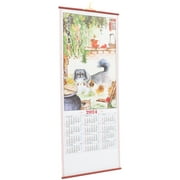 Lunar Calendar Hanging 2024 Lunar Year Calendar Chinese Scroll Calendar Chinese Ornament