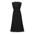 thumbnail image 3 of Vestido de playa plisado de gasa para mujer - Manga con volantes, corte ajustado, color liso, tallas S-XXL, para fiestas de verano/bodas, largo 140 cm, 3 of 3