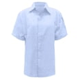 thumbnail image 2 of T Shirts for Women 2026 Summer Cotton Linen Short Sleeve Button Down Collared Business Casual Office Work Tshirt Blouse, 2 of 4