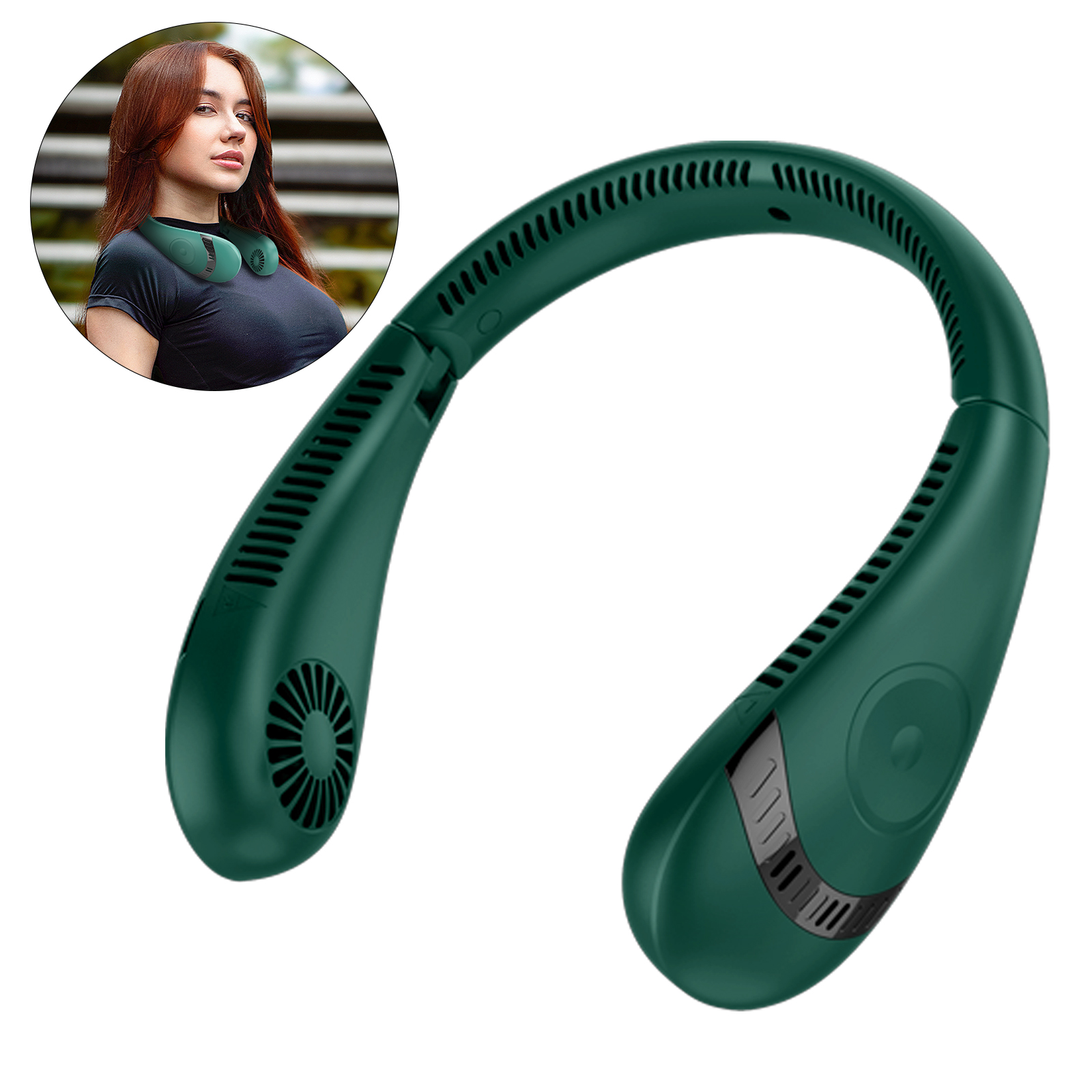 Foldable Neck Fan with Bladeless 360° Cooling, HandsFree Operation Fan