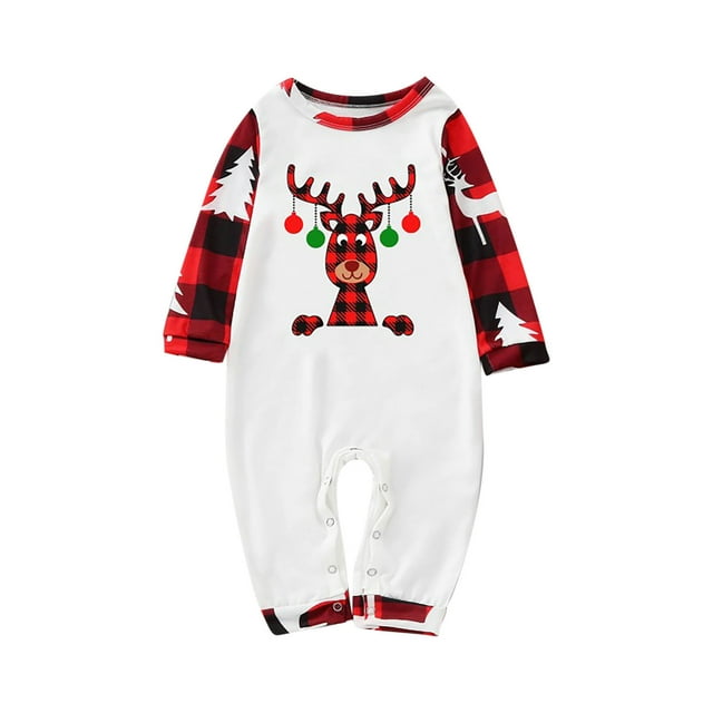 LSLJS Christmas Pajamas Pyjamas de Noël Assortis pour la Famille, Ensemble Assorti, Pjs de Noël pour la Famille, Ensemble Haut à Carreaux Rouges et Pantalon Long, Ensemble de Nuit pour les Fêtes