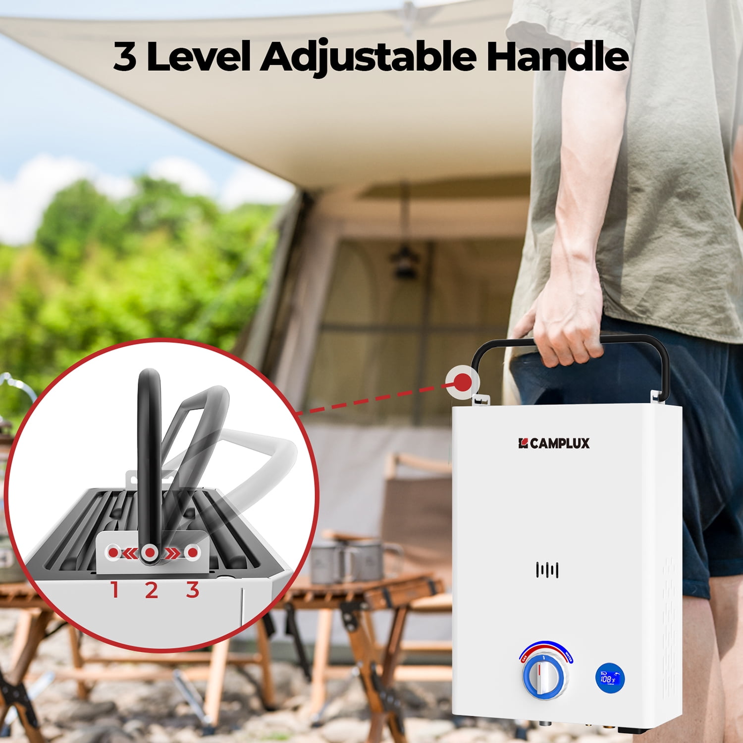 CAMPLUX First F10 Pro 2.64GPM 68,000 BTU Portable Outdoor Propane Tankless Water Heater with Water Pump Set for Camping