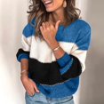 thumbnail image 2 of ORUYROP Pull à Rayures Colorées Col Rond Manches Longues Cardigan Tricoté pour Femmes, 2 of 5