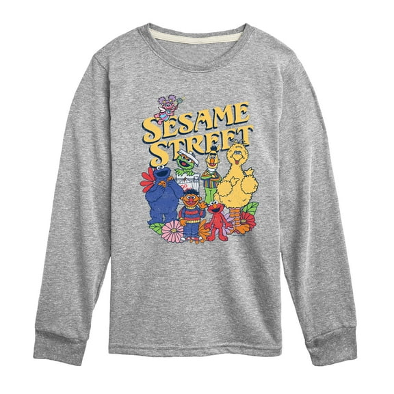 Sesame Street - Sesame Street Group Flowers - Youth Boys Long Sleeve Graphic T-Shirt