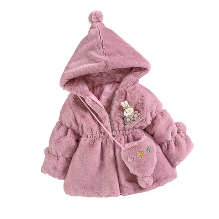 

TUOBARR Kids Baby Girls Winter Solid Cartoon Faux Wool Sweater Jacket Plus Velvet Thickening Coat Cloak Jacket Thick Warm Outerwear Clothes Purple(1-6Years)