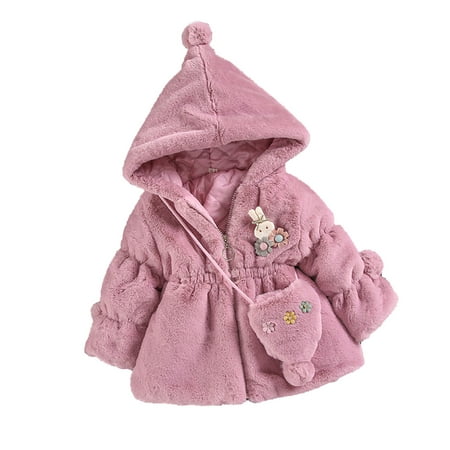 

QIPOPIQ Girls Clothes Clearance Kids Baby Girls Winter Solid Cartoon Faux Wool Sweater Jacket Plus Velvet Thickening Coat Cloak Jacket Thick Warm Outerwear Clothes