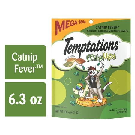 TEMPTATIONS MIXUPS Crunchy and Soft Cat Treats Catnip Fever Flavor, 6.3 oz.