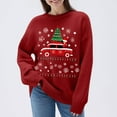 thumbnail image 2 of Byworldtasic Women's Christmas Snowflake Trucks Patterns Knitted Sweater Long Sleeve Floral Printed Pullover Tops, 2 of 6