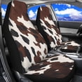 thumbnail image 3 of Jeiento Brown Cow Print Car Seat Cover Set of 2 Front Seats Only Thin Universal Bucket Seat Cover Automotive Accessory Suitable for Van SUV Sedan, 3 of 7