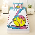 thumbnail image 3 of Erosebridal Colorful Ice Cream Drip Twin Sheet Sets, Kids Baseball Sport Bedding, 1 Flat Sheet, 1 Fitted Sheet and 1 Pillowcase, 3 of 5
