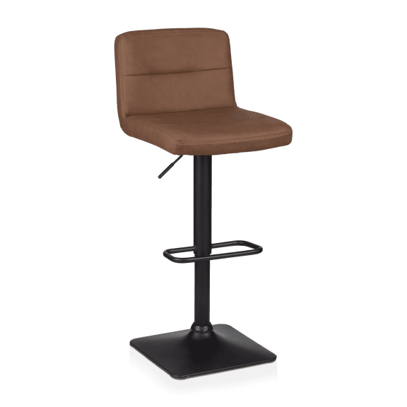 Bouclair Rust Matte Faux Leather and Metal Adjustable Bar Stool