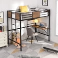 thumbnail image 3 of Twin Loft Bed with Storage Desk, Multifunctional Loft Bunk Bed with Desk and Storage Shelves, Safety Full-length Guardrails, Space-Saving Design Easy to Assemble, Black, LJ3527, 3 of 9