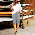 thumbnail image 2 of DHFJKG Women Knee Length Shorts Summer Lightweight High Waisted Casual Drawstring Beach Workout Shorts With Pockets Solid Color Stylish Bottoms, 2 of 8