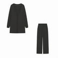 thumbnail image 2 of Women'S 3 Piece Knit Lounge Set Long Sleeve Cardigan Sleeveless Top Pants Sweatsuit Black 4XL, 2 of 4