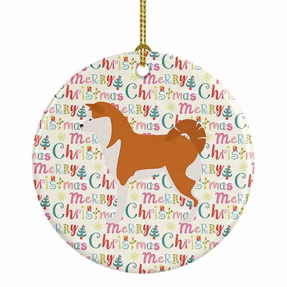 Akita Merry Christmas Ceramic Ornament 2.8 in x 2.8 in