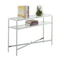 thumbnail image 2 of HomeStock Rustic Romance Console Table, 45"L x 12"W x 30"H, Tempered Glass Shelves & Chrome Frame, Perfect for Living Spaces, 2 of 2