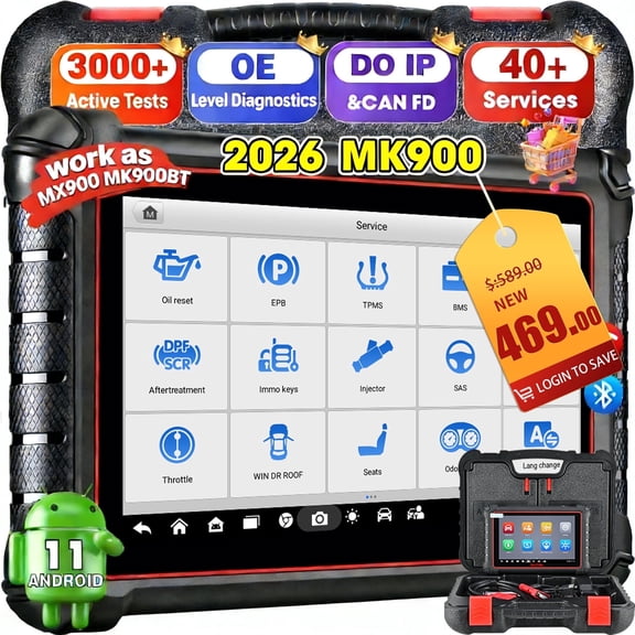Autel MaxiCOM MK900 OBD2 Scanner: 40  Service as as MK900-BT, CAN-FD&DOIP,All System Diagnose,Updated of MK808S/MX900