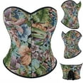 thumbnail image 2 of Xfvqtps Corsets for Women Renaissance Vintage Floral Lace up Front Buckle Back Straps Boned Overbust Corset Bustier Shapewear Multicolor, 2 of 9