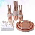 Rose Gold Paper Set Dinnerware Disposable Decorations Plates Tableware