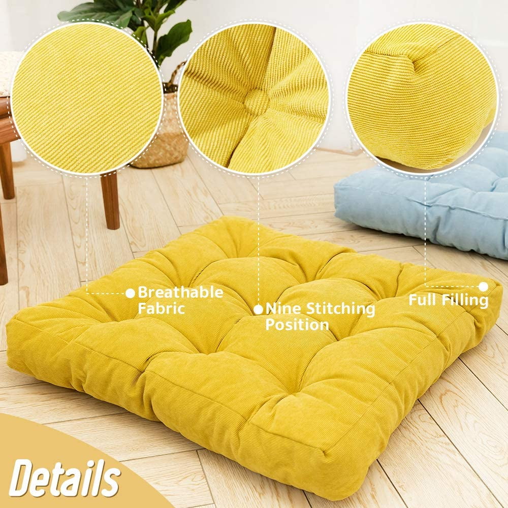 Geetery 12 Pcs Floor Pillows Meditation Square Large Pillow Bulk Flexible  Seating Thick Floor Cushions 15.7'' Colorful Tufted Sitting Mat Seat for