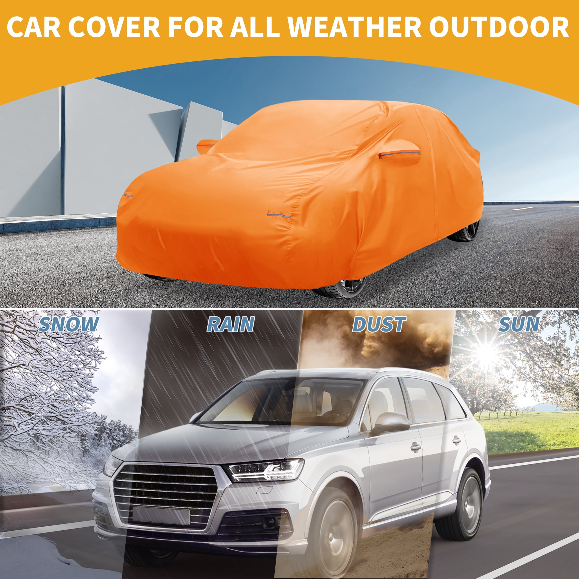 Unique Bargains Auto Cover Aluminum Film Orange 205.91"x58.27"x50.39"