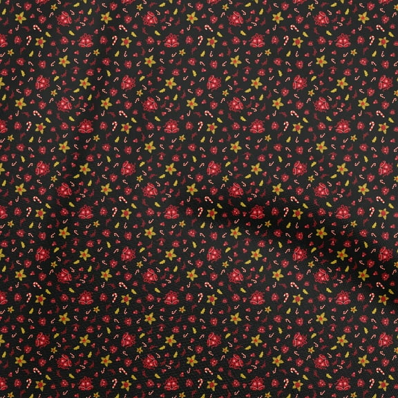 oneOone Polyester Lycra Black Fabric Christmas Quilting Supplies Print Sewing Fabric By The Yard 56 Inch Wide