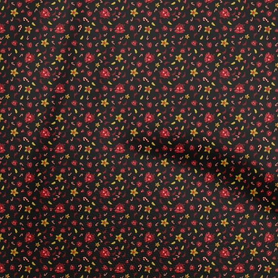 oneOone Cotton Cambric Black Fabric Christmas Diy Clothing Quilting Fabric Print Fabric By Yard 56 Inch Wide
