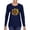 Navy, variant on Sunflower Animal Print Fashion Womens Graphic Long Sleeve T-Shirt, Navy, Small