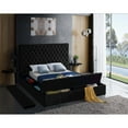 thumbnail image 4 of Meridian Furniture Bliss Velvet Queen Bed - Box of 3-Color:Black Velvet,Style:Contemporary, 4 of 9