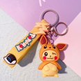 thumbnail image 1 of kendra lindo pikachu llavero par llavero eeveelution llavero pokemon llavero bolsa colgante figura modelo de dibujos animados regalos niños accesible pato cruz vestido llavero, 1 of 4