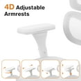 thumbnail image 4 of WELLNEW Prestige Ergonomic Office Chair White- Height Adjustable Backrest Lumbar Support, Seat Depth Adjust, 3D Headrest, 4D Armrests, Blade Wheels, Mesh Computer Gaming Chairs Executive Swivel Chair, 4 of 8
