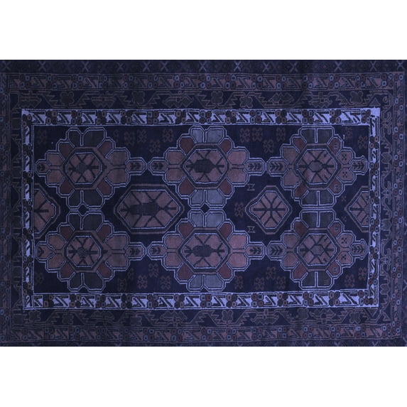 Ahgly Company Machine Washable Indoor Rectangle Persian Blue Traditional Area Rugs, 2' x 3'