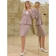 thumbnail image 3 of DARING DIVA Women's 2 Pcs Skirt Suit Business Work Blazers and Pencil Skirts S Pink, 3 of 6