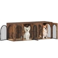 thumbnail image 5 of Hzuaneri Dog Crate Furniture for 2 Dogs, 63" Large Dog Kennel with Divider and Cushion for Medium Large Dogs, Double Dog Crate Furniture TV Stand, Rustic Brown, 5 of 7