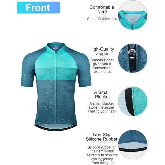 INBIKE Mens Cycling Jersey 3 Rear Pockets Moisture Wicking Short Sleeve Quick Dry Reflective Biking Shirts