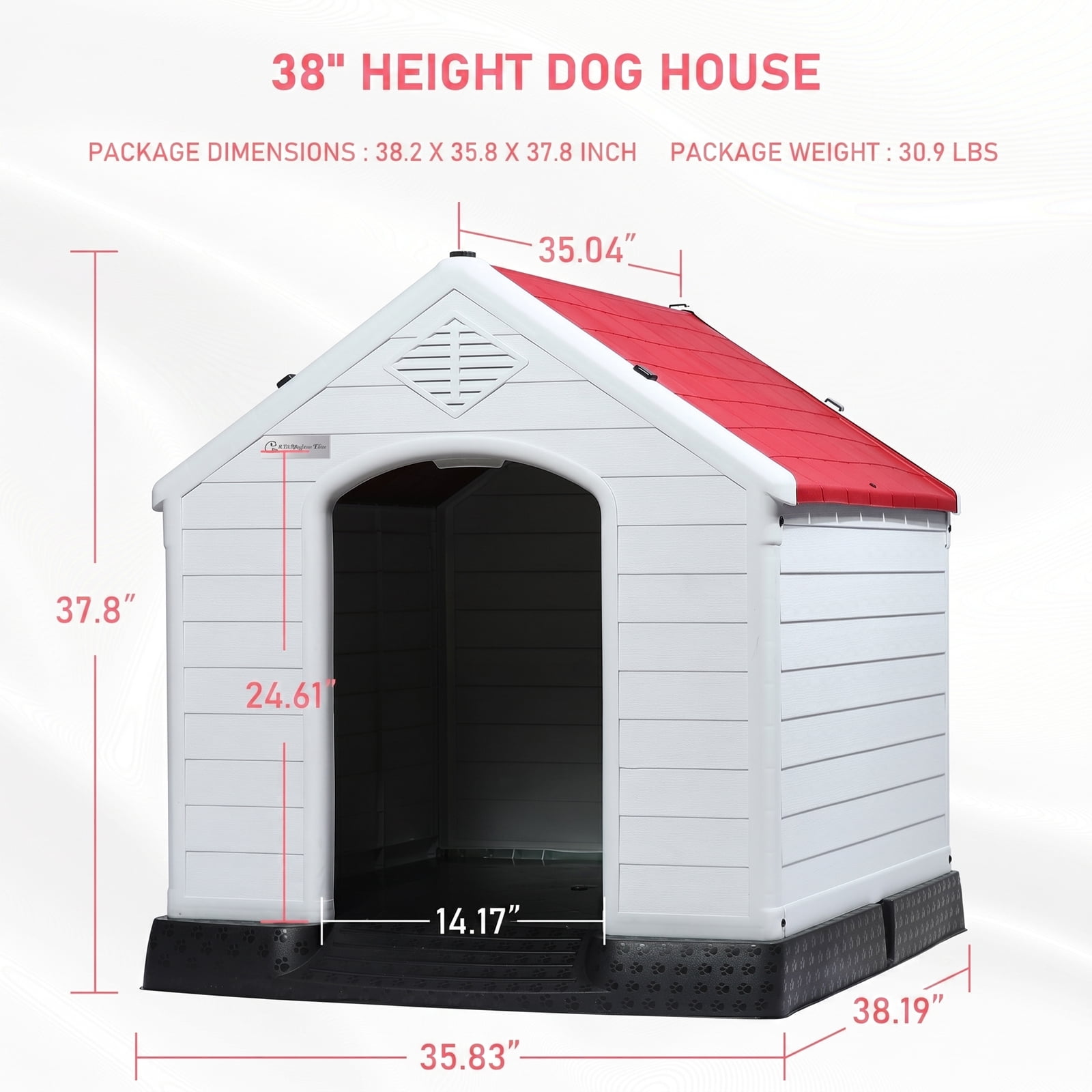 Waleaf Durable Waterproof Plastic Dog House for Small to Large Sized Dogs, Indoor Outdoor Doghouse with Elevated Floor