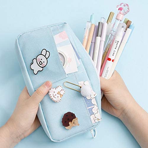 Kawaii Pencil Case with 3pcs Pins Aesthetic Pencil Case Kawaii Stationary Kawaii School Supplies
