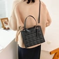thumbnail image 4 of Sywqhk Bolso De Hombro Con Relieve A Cuadros Para Mujer Bolso De Cuero Retro De Pu (Negro) Sywqhk Para estrenar, 4 of 9