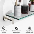 thumbnail image 4 of Glass Shelves for Bathroom,20-Inch Chrome Polished Floating Bathroom Shelf Stainless Steel Tempered Glass Shelf Modern Shelves Wall Mounted, 4 of 11