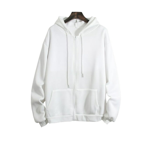 Innerwin Hoodies Drawstring Women Sweatshirt Fall Long Sleeve Loose Fit Hooded Tops White 2XL