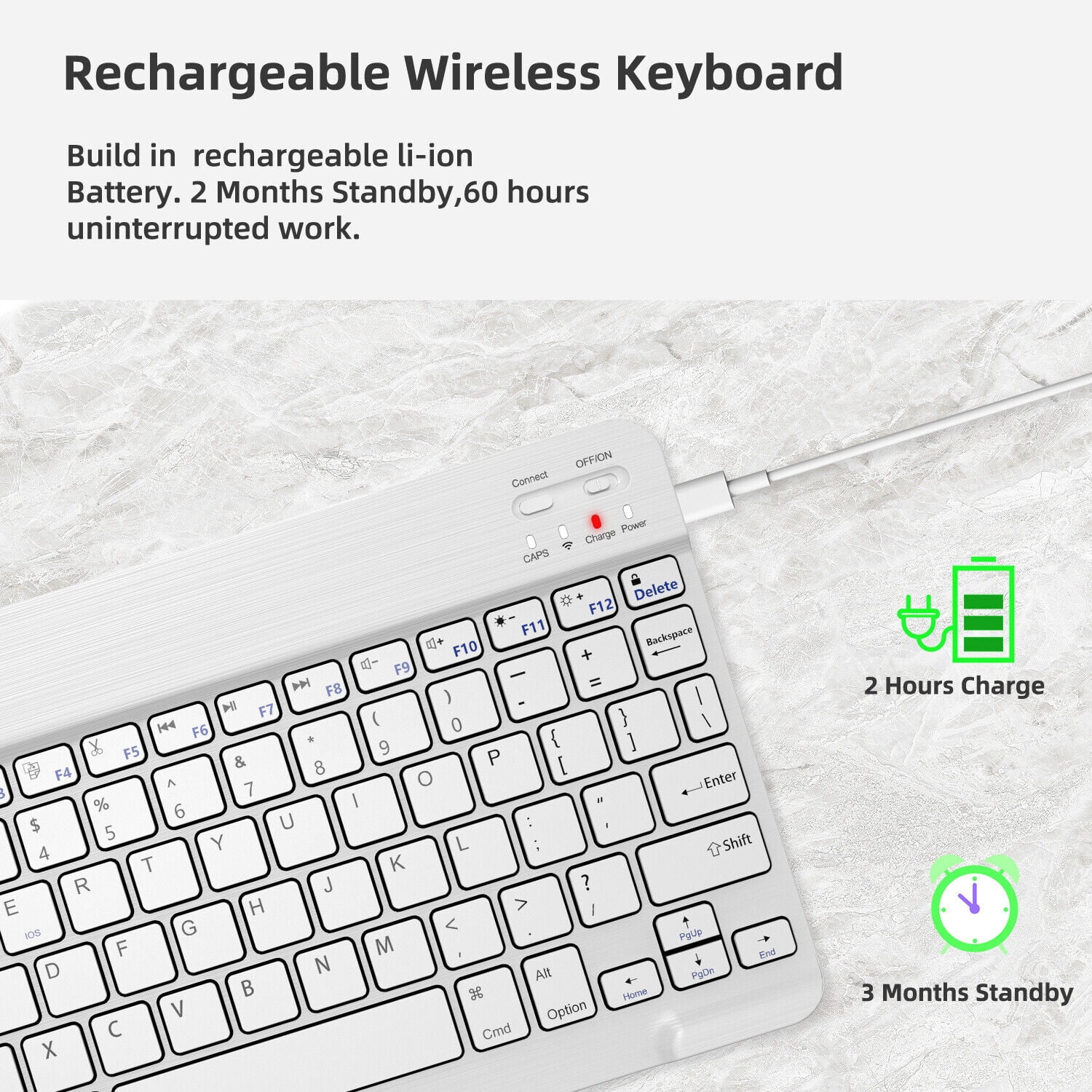 Universal Bluetooth Keyboard Multi-Device Wireless Keyboard for Windows iOS Android Computer Desktop Laptop, Black