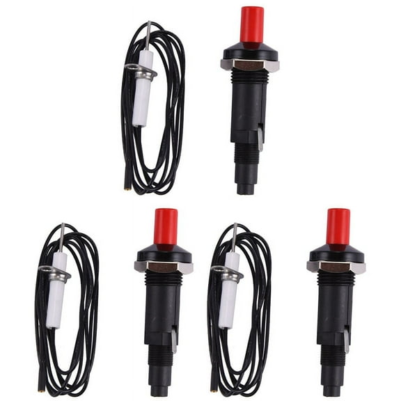 3X Piezo Ignition Set with Cable 1000mm Long Push Button Kitchen for Gas Stoves Ovens