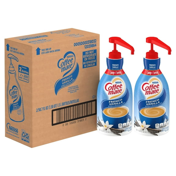 (2 Pack) COFFEE MATE French Vanilla Liquid Coffee Creamer, Bulk Coffee Creamer Pump Bottles, 50.7 oz