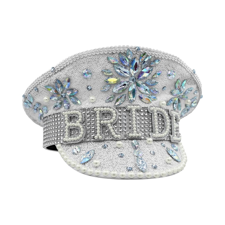 Nicky Bigs Novelties White Sequin Bride Captain Hat Bride To  display picture 3