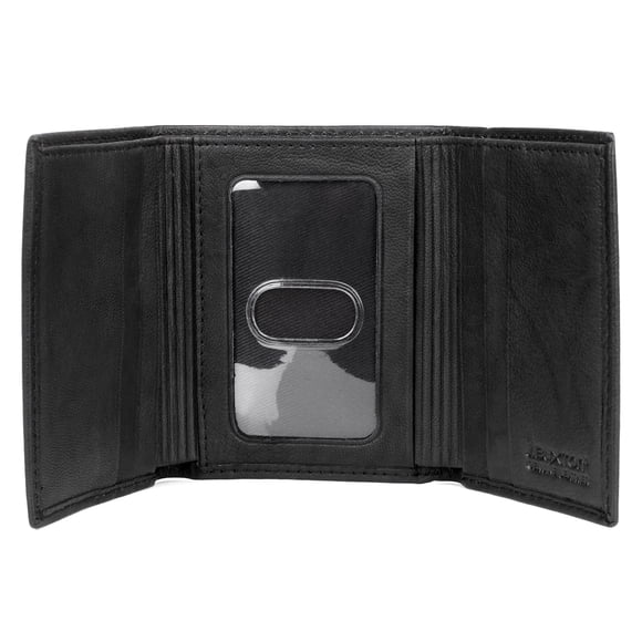 Cartera BUXTON Dakota de piel negra con tres pliegues