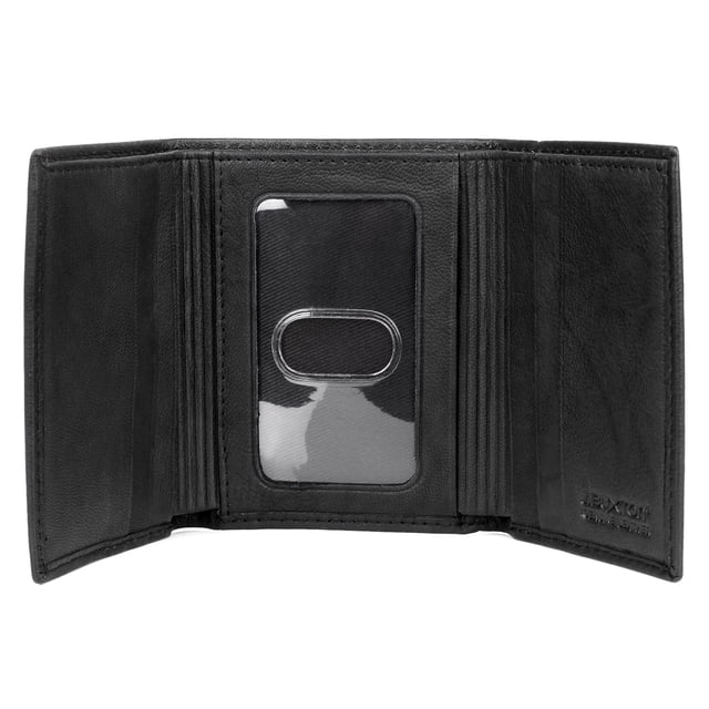 Cartera BUXTON Dakota de piel negra con tres pliegues