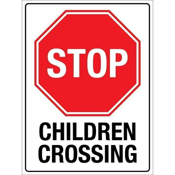 Stop Children Crossing Sign Metal 12"X8" Rust Free Aluminum,Indoor & Outdoor Use For Fence And Yard