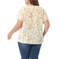 thumbnail image 4 of Agnes Orinda Women's Plus Size Peplum Tops Floral Half Placket Short Sleeves Casual Blouses 4X Light Yellow, 4 of 8