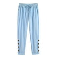 thumbnail image 6 of FRSASU Women's Casual Pants Loose Fit Style Cotton Linen Ankle Trousers Summer Baggy Slacks Sky Blue, 6 of 8